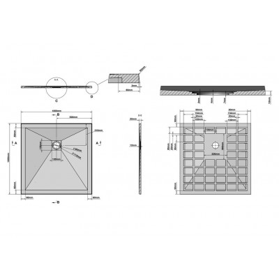 Душевой поддон Grossman Strong GR-S1100100Q (100х100) из искусственного камня, квадрат, белый