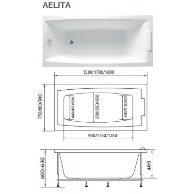 Ванна прямоугольная 1MARKA "AELITA" 150х75