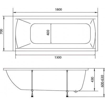 Ванна прямоугольная 1MARKA "MODERN" 180х70