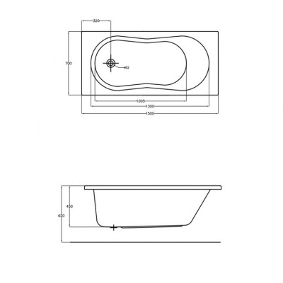 Ванна акриловая NIKE 150x70