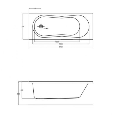 Ванна акриловая NIKE 170x70
